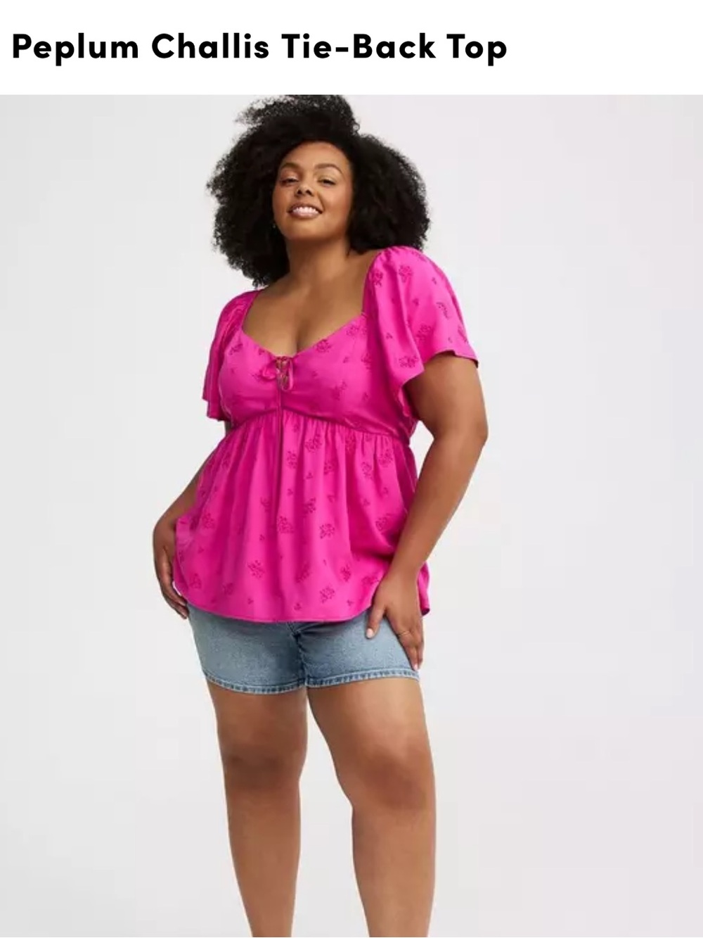 Torrid Peplum Challis Tie-Back Top - Magenta Pink 2X 18/20